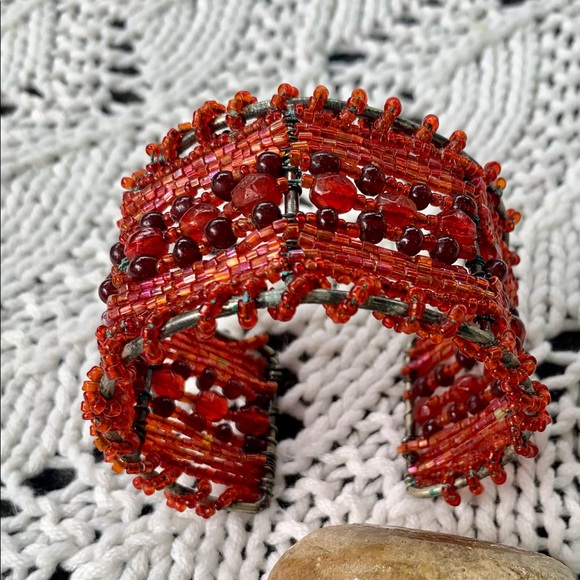 Beaded Cuff Metal Bracelet - Picture 5 of 5